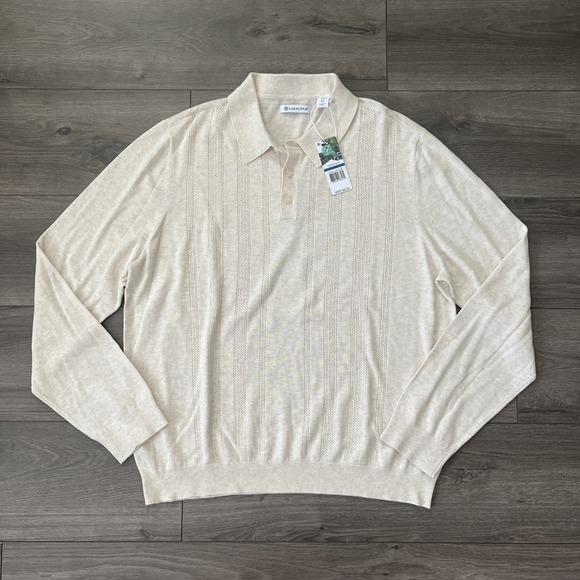 Cubavera Other - Cubavera Mens XL 1/4 Button Pullover Sweater NWT Beige